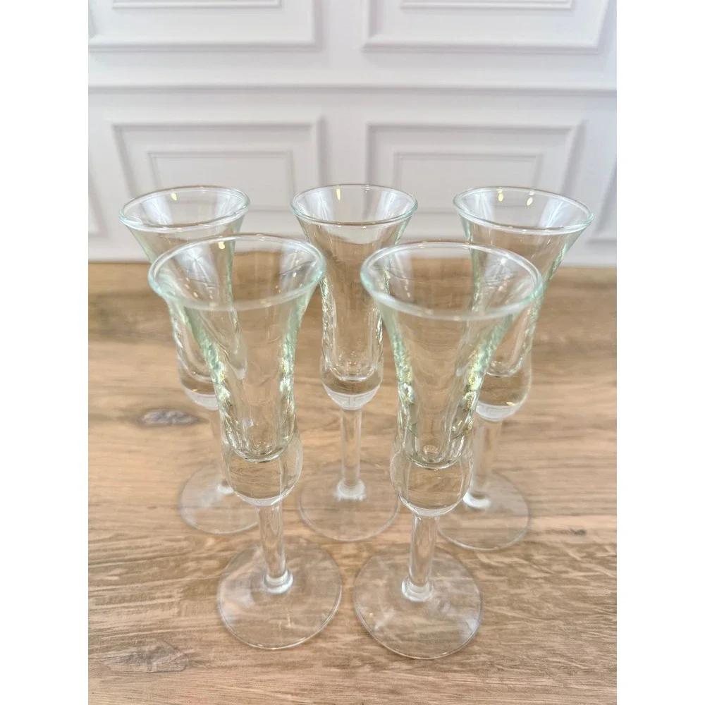 VTG Set of 5 Holmegaard Apertif Cordial Clear Glasses Tulip Stem 6in